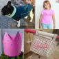Preview: Motiv PrinZicke, Kind im T-Shirt und Hund im Mantel, Krone und Fahrradtasche