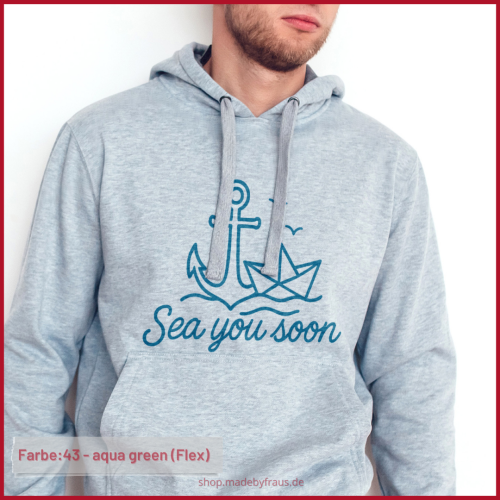 Bügelbild sea you soon - aqua