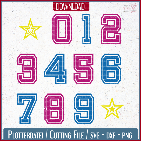 Plotterdatei Zahlen College Stil