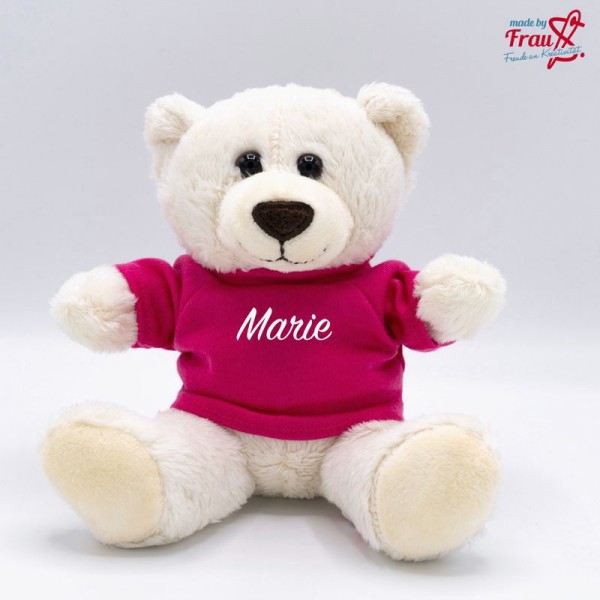 Teddybär mit fuchsia Shirt - Name