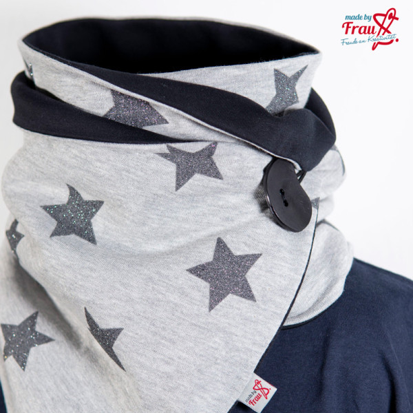 Wickelschal grau Glitzer Sterne